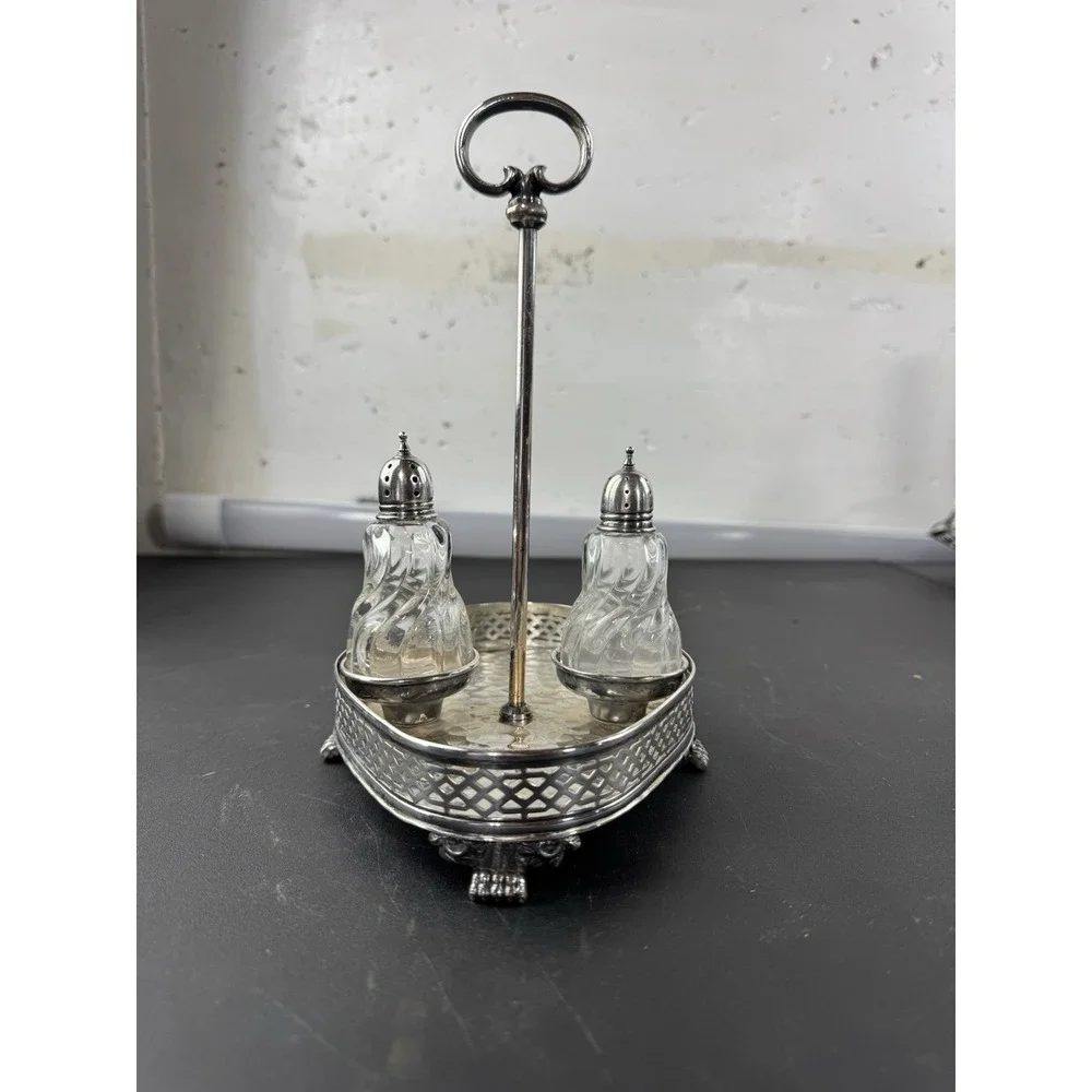 Vintage ornate silver plate condiment set Apollo‎ Studio BRS 8215 3 piece
